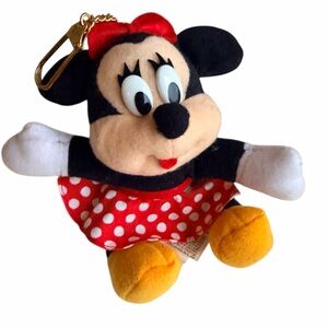 Vintage 90’S DISNEY Minnie Mouse Plush Keychain Bag Charm 5”